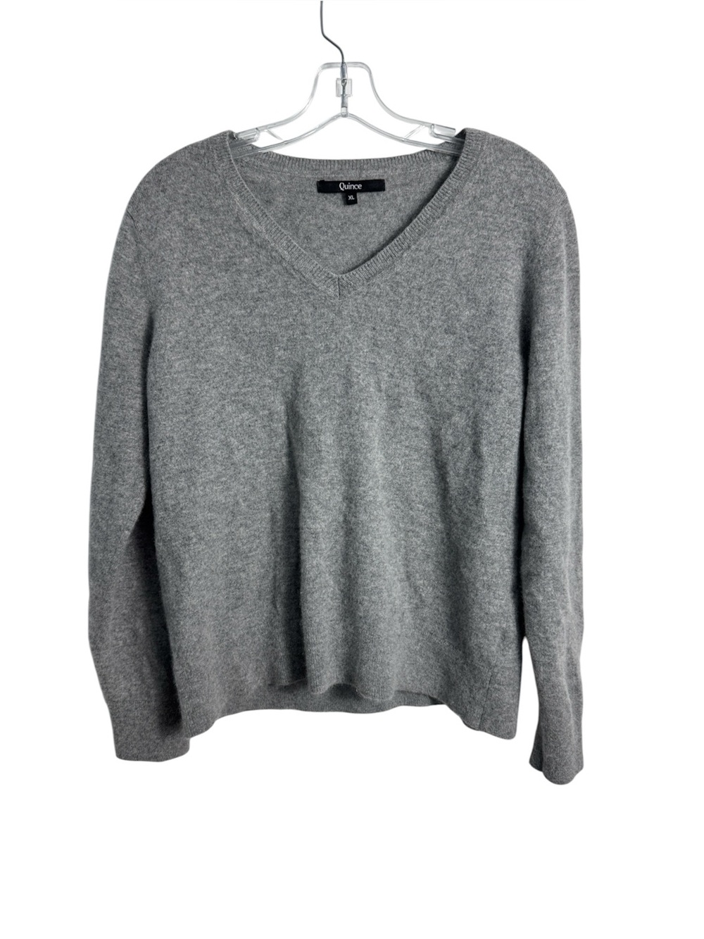 Quince 100% Cashmere Gray V Neck Sweater Size XL